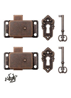 SYOSI 2 pieces Antique Cabinet Door Lock Vintage Decorative Furniture Lock with Key Zinc Alloy Cabinet Lock Decorative Lock Catches with Key for Jewellery Boxes Wooden Boxes Drawer Wardrobe  - Image 1
