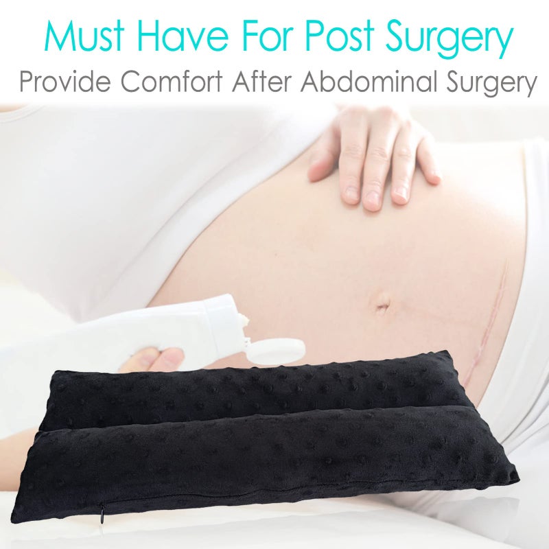 HapiPoppy Hysterectomy Pillow Abdominal Post Surgery Pillows with Pocket Comfort for Ice Heat Packs Tummy Tuck Belly Incision Recovery Seatbelt Gifts Women Patients Minky Dot Black - Image 5