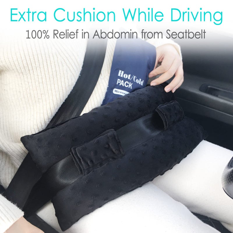 HapiPoppy Hysterectomy Pillow Abdominal Post Surgery Pillows with Pocket Comfort for Ice Heat Packs Tummy Tuck Belly Incision Recovery Seatbelt Gifts Women Patients Minky Dot Black - Image 2