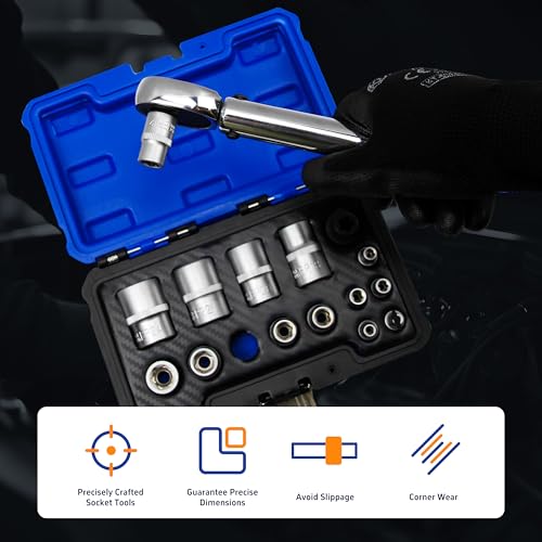 Kuntech 15pc External Torx Plus Socket Set Compatible with Tesla, 6 Point EP Sockets EP4, EP5, EP6, EP7, EP8, EP10, EP11, EP12, EP14, EP16, EP18, EP20, EP22, EP24 with 1/2'' 3/8'' 1/4'' Dr, Silver - Image 5