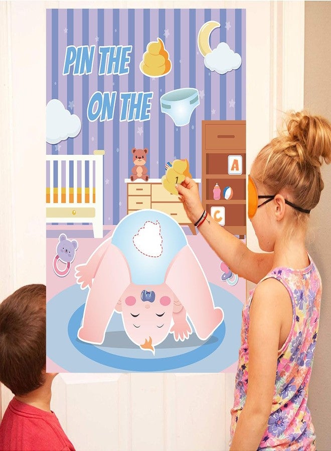 Roscid Pin The Sticker on The Diaper - Baby Shower Game with 24 Stickers & 2 Blindfolds, Hilarious Diaper Party Games for Adults & Kids, Baby Shower Favors, Gender Reveal Classroom Home Activities - Image 4