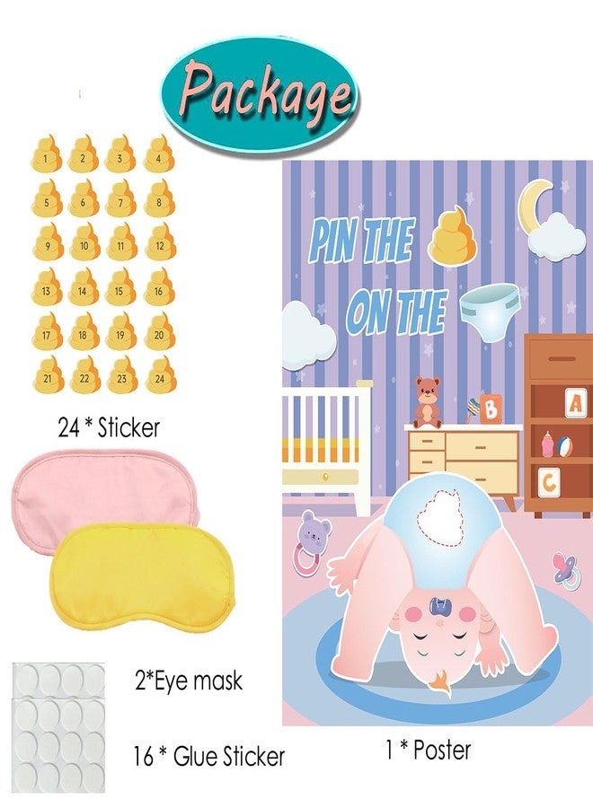 Roscid Pin The Sticker on The Diaper - Baby Shower Game with 24 Stickers & 2 Blindfolds, Hilarious Diaper Party Games for Adults & Kids, Baby Shower Favors, Gender Reveal Classroom Home Activities - Image 3