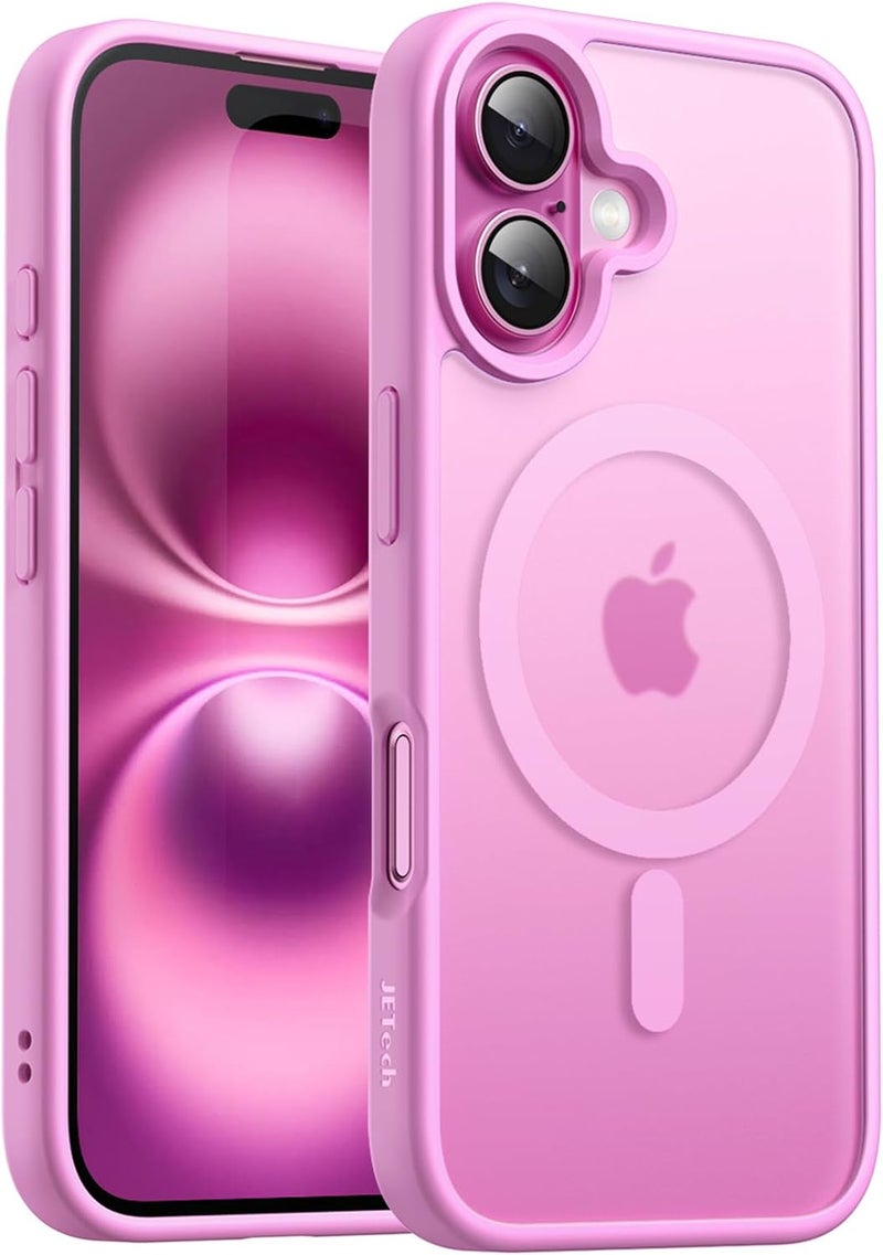 Jetech Magnetic Case for iPhone 16 Plus 6.7-Inch Compatible with MagSafe, Translucent Matte Back Slim Shockproof Phone Cover (Pink) - Image 1