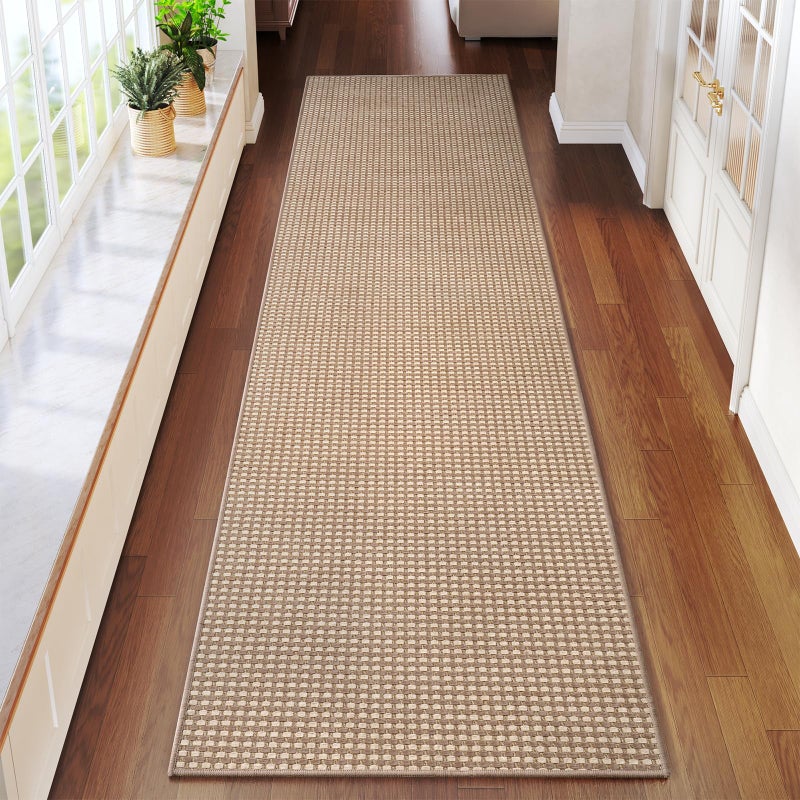 YDKGL Boho 2x8 ft Runners for Hallways Extra Long Woven Washable Kitchen Runner Mat Rugs Non Slip, Soft Entryway Laundry Hall Floor Runner Carpet for Indoor Backdoor Bedroom Hallway Living Room, Brown - Image 1