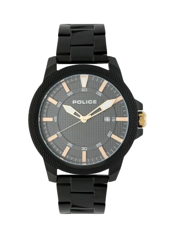 POLICE Valiance Black Dial Black Stainless Steel Bracelet Analog Watch for Men 46mm