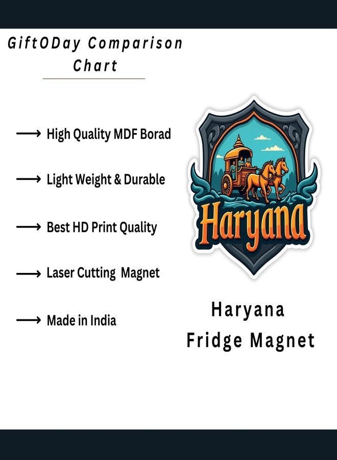 GiftODay Indian State Haryana Theme Souvenir Wooden Fridge Magnet for Refrigerator - Printed Fridge Magnet for Kitchen & Home Decor | Perfect Souvenir Gift | Size 3x3 Inches | Pack of 1 - Image 4