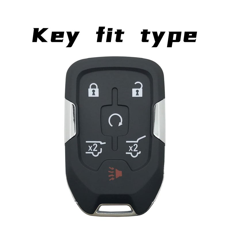 facaizhu Heavy Key Fob Cover Case Protector for Chevy, Keychain, Accessories for Chevy Suburban Tahoe 2015 2016 2017 2018 2019 2020 GMC Yukon (Type-C 6 Buttons) - Image 2