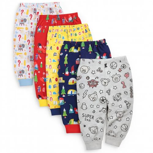 EIO Unisex Cotton Pajama Pants for Boys & Girls Combo Pack | Kids & Baby Soft Sleepwear Pyjamas Combo Pack | Toddler Breathable Nightwear Bottoms (Boys Print, 0-3 M) - Image 1