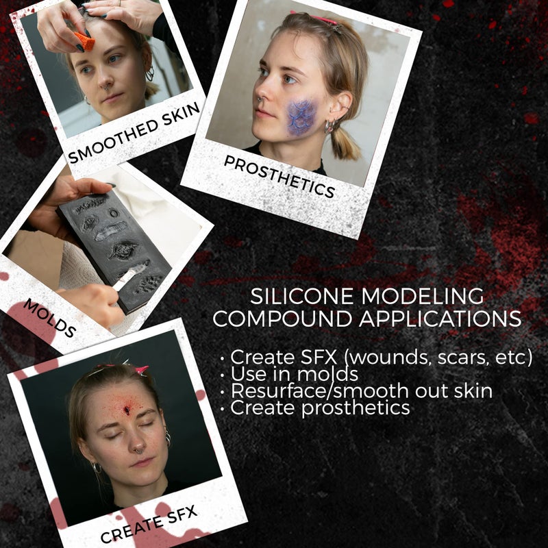 Narrative Cosmetics Silicone Modeling Compound Kit, Professional Stage, Film, and Costume Makeup for Realistic Wounds, Scars, and Prosthetics, Clear - Image 5