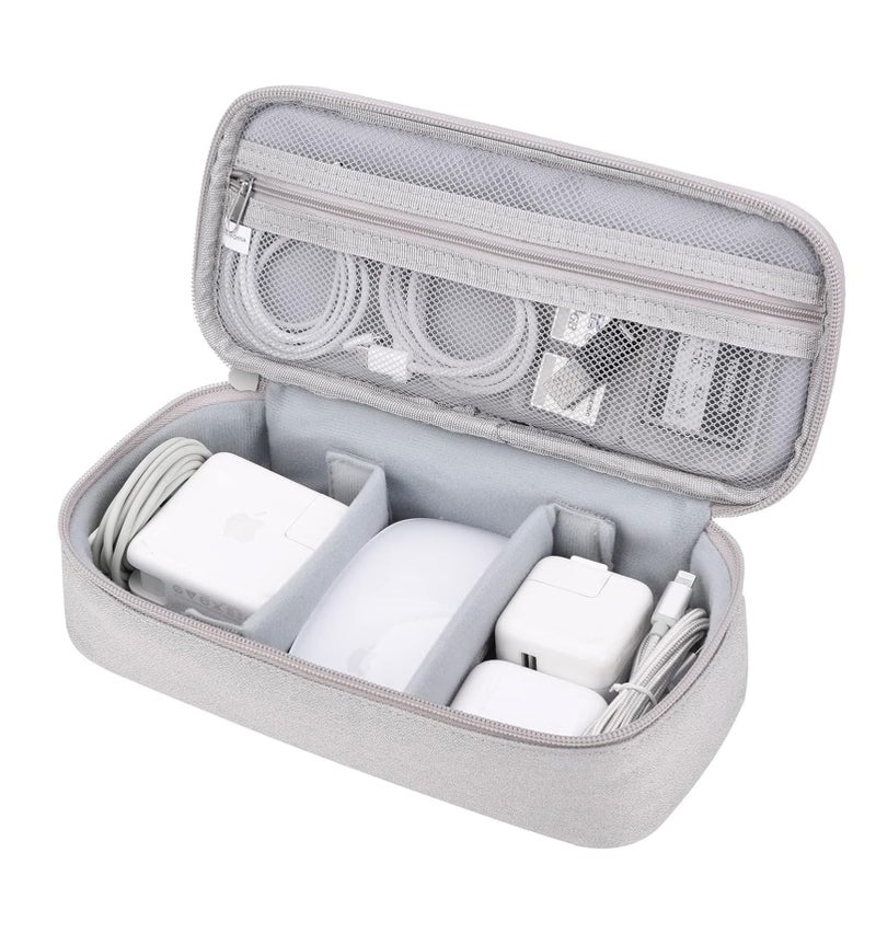 House of Quirk Travel Cord Organizer, Electronic Organizer, Travel Cable Organizer, Portable Waterproof Tech Organizer for Cable, Cord, Charger, Phone, Earphone (Light Grey) - Image 2