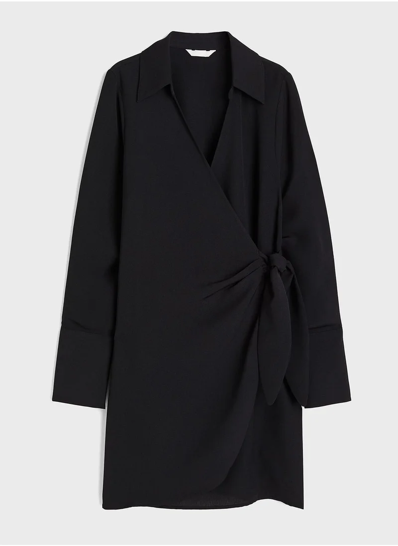 H&M Black Wrap Mini Dress