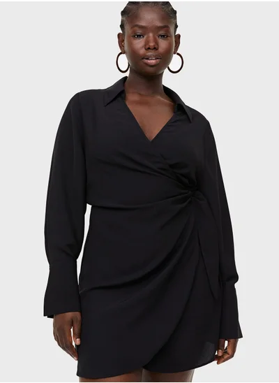 H&M Black Wrap Mini Dress
