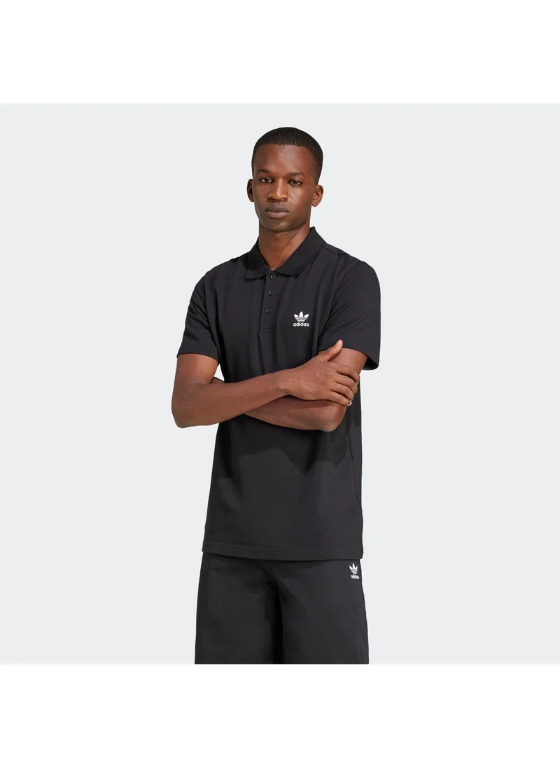 adidas تي شيرت بولو أسود بأكمام قصيرة للرجال