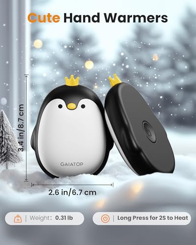 Gaiatop Magnetic Hand Warmers Rechargeable 2 Pack, 3 Settings Cute Pocket Penguin, Fast Hot Hands Reusable Portable Electric Heater for Camping Hunting Golf, Stocking Stuffers Gifts for Women Men - Image 2