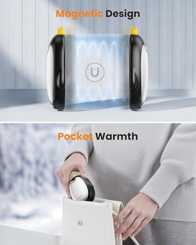 Gaiatop Magnetic Hand Warmers Rechargeable 2 Pack, 3 Settings Cute Pocket Penguin, Fast Hot Hands Reusable Portable Electric Heater for Camping Hunting Golf, Stocking Stuffers Gifts for Women Men - Image 4