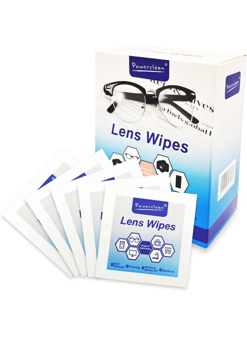POWER CLEAN Lens Cleaning Wipes 100 Pack – Individually Wrapped Pre-Moistened Glasses Cleaner, Streak-Free & Anti-Fog Wipes for Eyeglasses, Screens, Camera Lenses & Phones - Image 1
