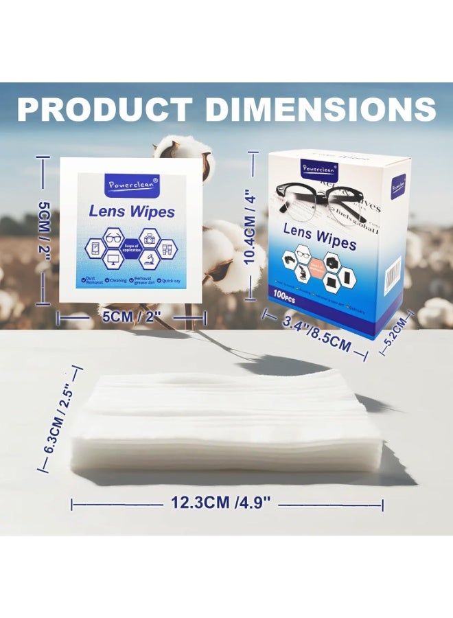 POWER CLEAN Lens Cleaning Wipes 100 Pack – Individually Wrapped Pre-Moistened Glasses Cleaner, Streak-Free & Anti-Fog Wipes for Eyeglasses, Screens, Camera Lenses & Phones - Image 3