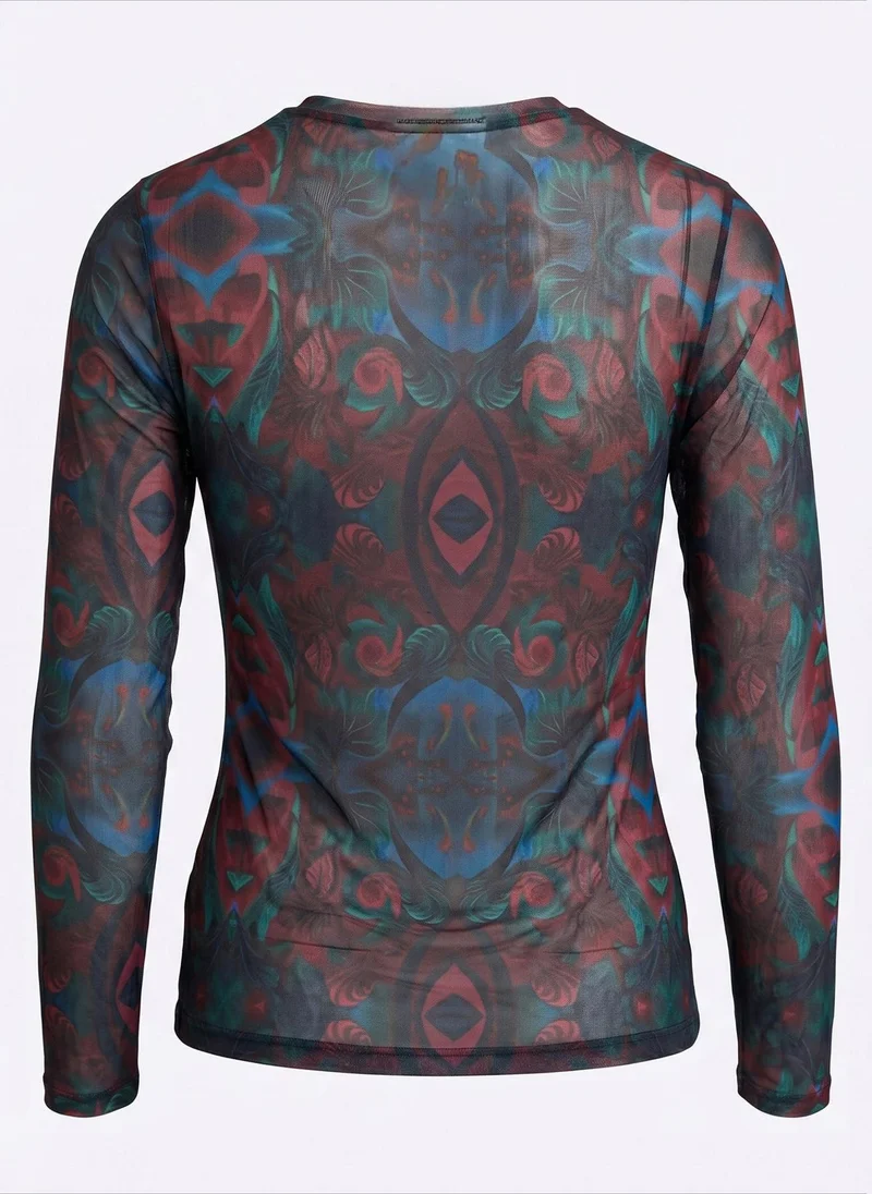 Janara Jones  Autumn Paisley Mesh Printed Long Sleeve Tsara Top for Women | Best Price UAE