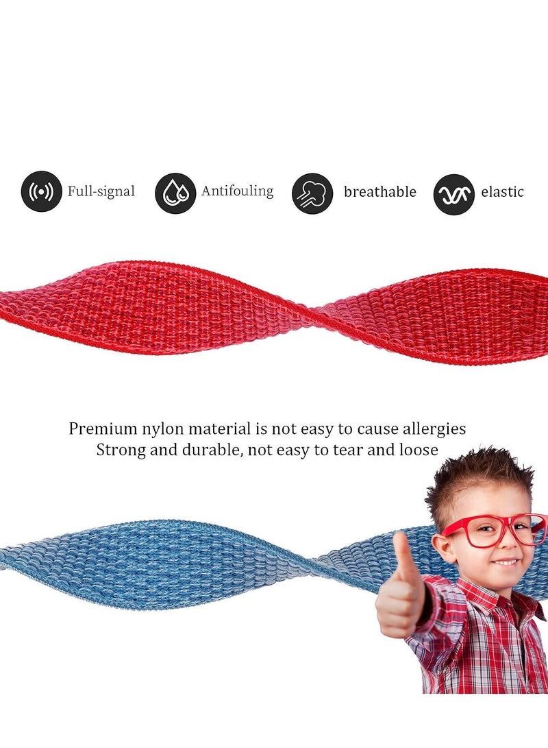 Y&D 2 Piece AirTag Kids Wristband with Adjustable Nylon Strap Holder Protector Breathable Anti Loss Bracelet for Toddler Child Elderly Blue and Red - Image 2