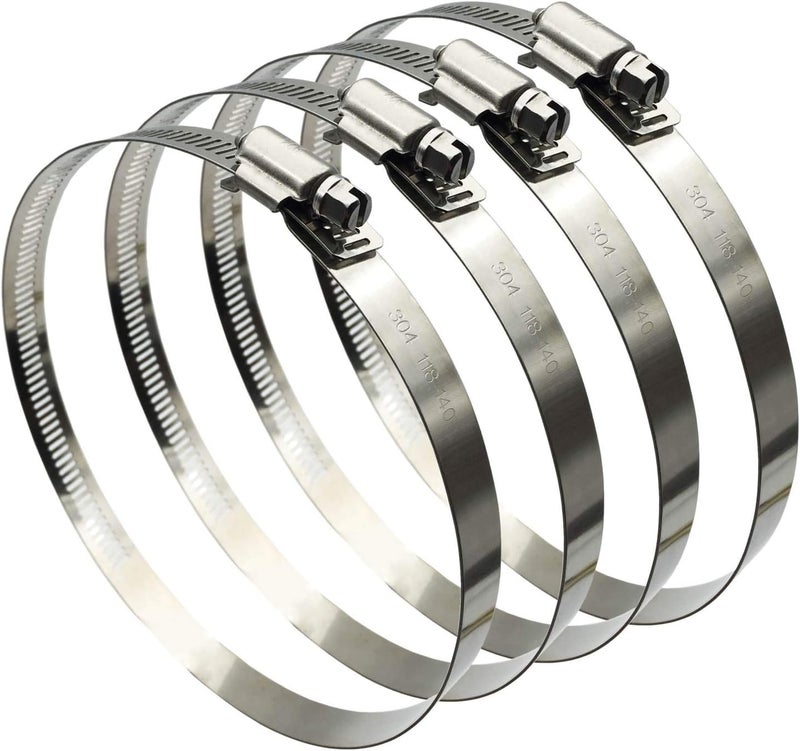 EesTeck 4Pcs 6" Adjustable 304 Stainless Steel Duct Clamps Hose Clamp Pipe Clamp Air Ducting Clamp worm drive hose clamps（141mm-165mm） - Image 1