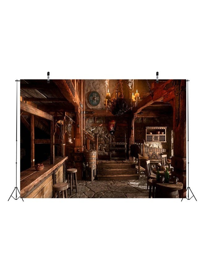 BELECO 9x6ft Fabric Medieval Tavern Backdrop for Photography Wooden Interior Tables Candle Light Ancient Tavern Inn Bar Restaurant Background for Party Decorations Photo Booth Studio Props - Image 4