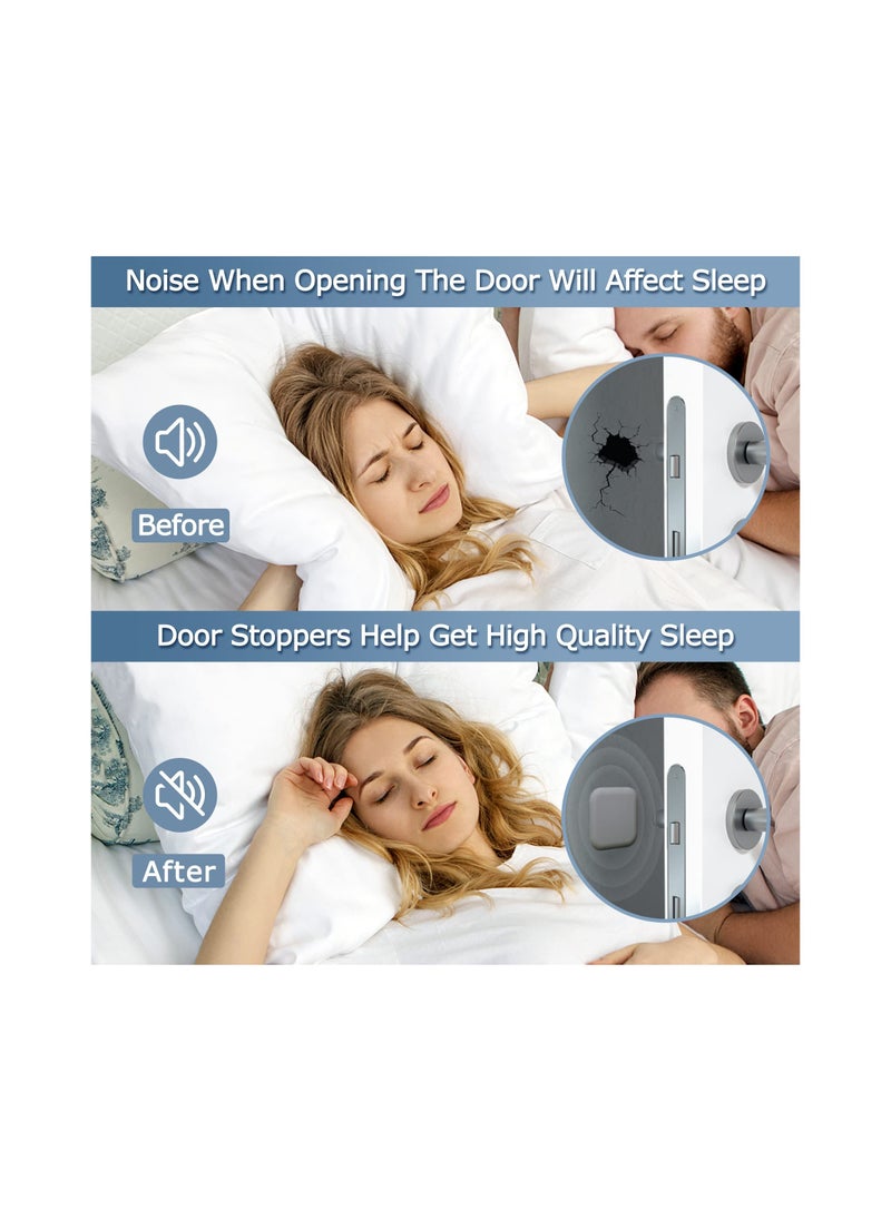 4 Pcs Self-Adhesive Door Stoppers - Soft Rubber Wall Protector  Doorknob Bumper for Home  Office (Grey) - Noise Reduction Crash Pads  - Image 5