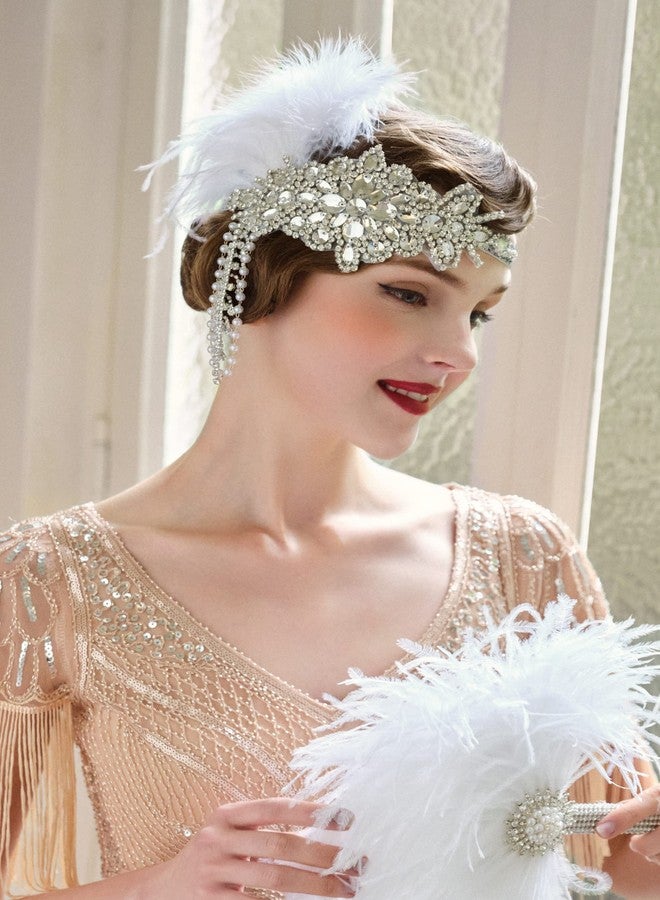 BABEYOND Women’s 1920s Headband Flapper Feather Headpiece with Chain Roaring 20s Gatsby Themed Party Hair Accessory - Image 4