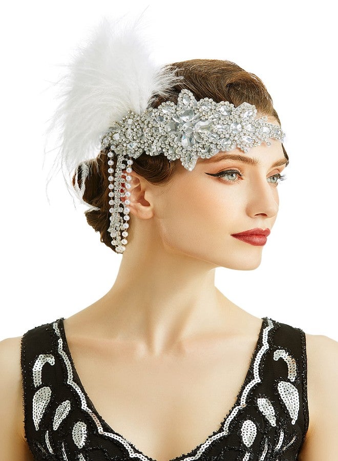 BABEYOND Women’s 1920s Headband Flapper Feather Headpiece with Chain Roaring 20s Gatsby Themed Party Hair Accessory - Image 1