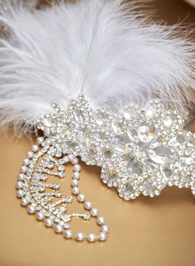 BABEYOND Women’s 1920s Headband Flapper Feather Headpiece with Chain Roaring 20s Gatsby Themed Party Hair Accessory - Image 3