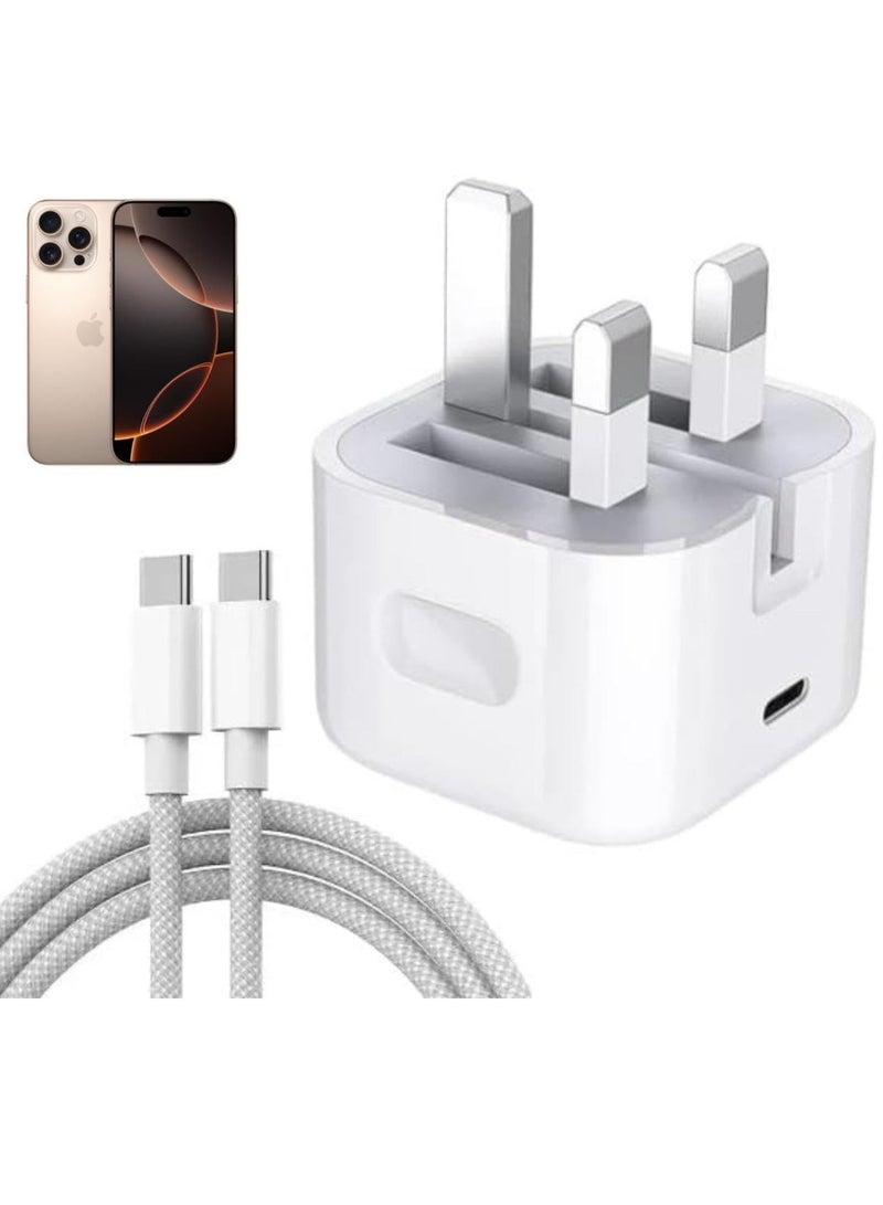 iPhone 16, iPhone15 Pro Max Charger With USB C Port 35 Watt with 1M iPhone Fast Charging Cord Type C to C for iPhone 16 / 15 Pro max/15 Pro/15 plus/15, Samsung S24 and all USB C mobiles / Tabs - Image 1