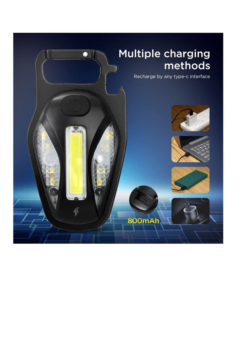 Excefore - COB Work Light, Portable Waterproof Small Led Keychain Flashlights, Rechargeable Cob Keychain Light, Collapsible Bracket and Strong Magnet, Perfect for Night Running, Camping - Image 1
