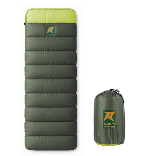 Rocksport Camp Lite Sleeping Bag for Adults (8°C to 20°C,Yellow - Army Green) | Lightweight, Compact & Waterproof Sleeping Bag for Men & Women | Butter NS Fabric, Indoor & Outdoor Camping Accessories - Image 1