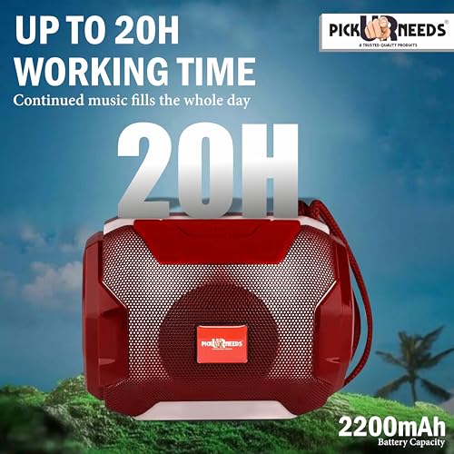 Pick Ur Needs Wireless Rechargeable Mega Bass Portable Bluetooth Speaker | Water Proof | Splash Proof | Premium Speaker Compatible with All Mobile Phone (Red) - Image 5