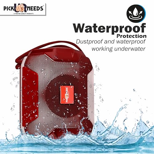 Pick Ur Needs Wireless Rechargeable Mega Bass Portable Bluetooth Speaker | Water Proof | Splash Proof | Premium Speaker Compatible with All Mobile Phone (Red) - Image 2