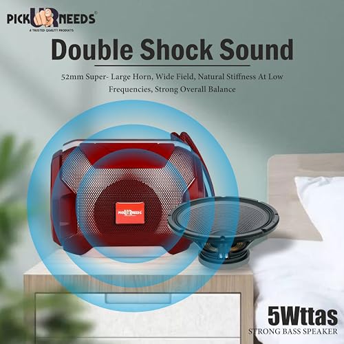 Pick Ur Needs Wireless Rechargeable Mega Bass Portable Bluetooth Speaker | Water Proof | Splash Proof | Premium Speaker Compatible with All Mobile Phone (Red) - Image 4