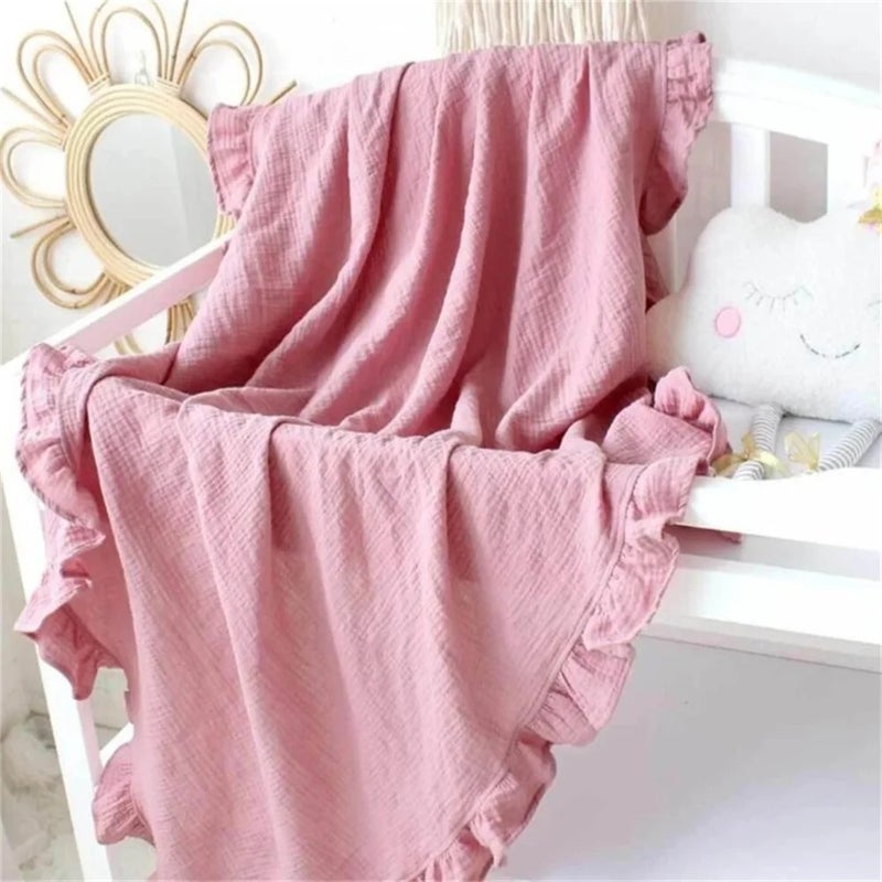 Bluejw Newborn Muslin Swaddle Blanket - Gauze Cotton Muslin Swaddlers with Ruffle Trim - Baby Toddler Photography Props - Image 5