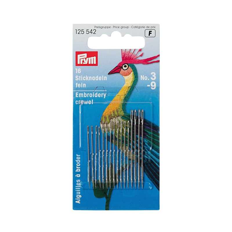 Prym Crewel Needles, No. 3-9, 16 PC