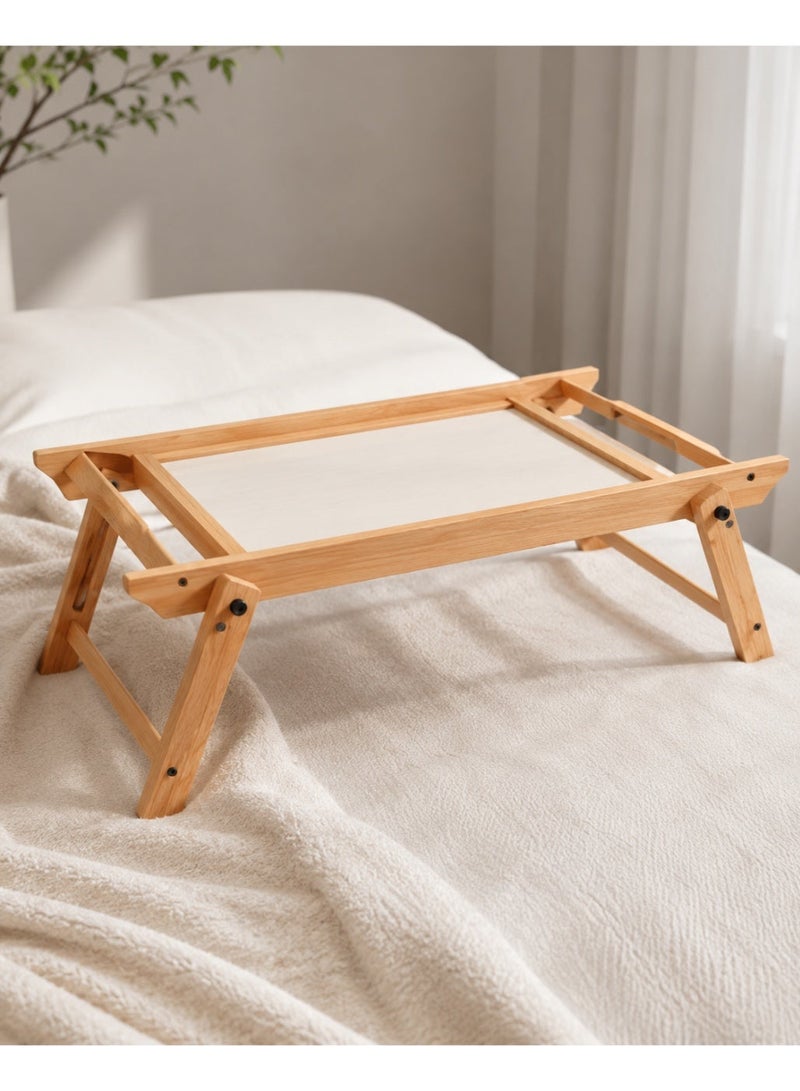 Casa Home Wooden Folding Bed Tray Table, 1 Piece Natural Wood Breakfast & Laptop Serving Tray with Foldable - Image 5
