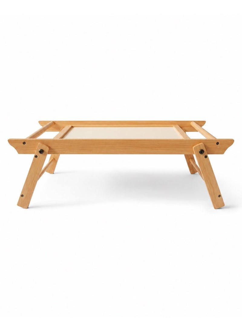 Casa Home Wooden Folding Bed Tray Table, 1 Piece Natural Wood Breakfast & Laptop Serving Tray with Foldable - Image 1