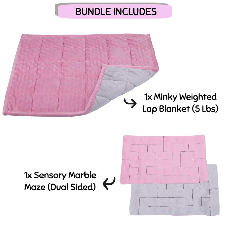 Aviano Weighted Lap Pad for Kids Blanket – 5 Lbs. Bundled with Fidget Marble Maze – Sensory Tools, Sensory Weighted Lap Blanket, (Pink/Gray) - Image 2