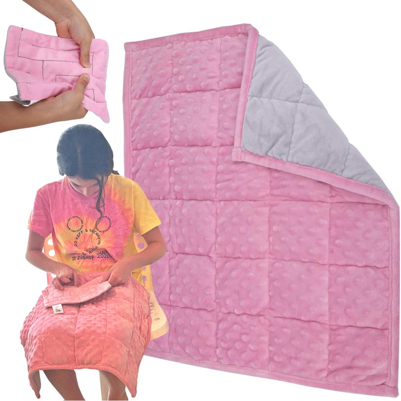 Aviano Weighted Lap Pad for Kids Blanket – 5 Lbs. Bundled with Fidget Marble Maze – Sensory Tools, Sensory Weighted Lap Blanket, (Pink/Gray) - Image 1