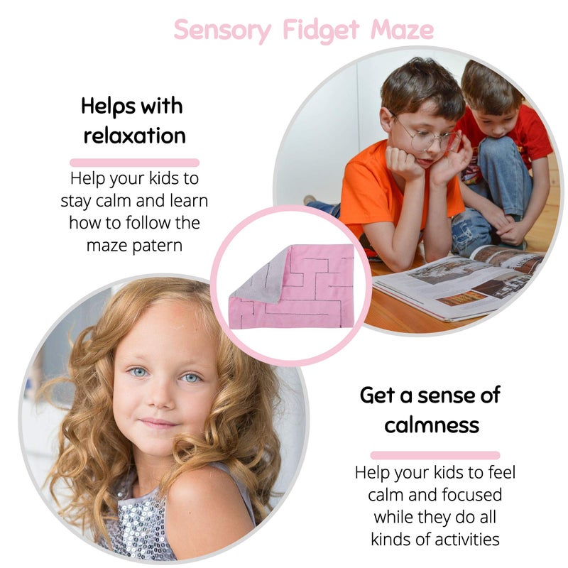 Aviano Weighted Lap Pad for Kids Blanket – 5 Lbs. Bundled with Fidget Marble Maze – Sensory Tools, Sensory Weighted Lap Blanket, (Pink/Gray) - Image 5