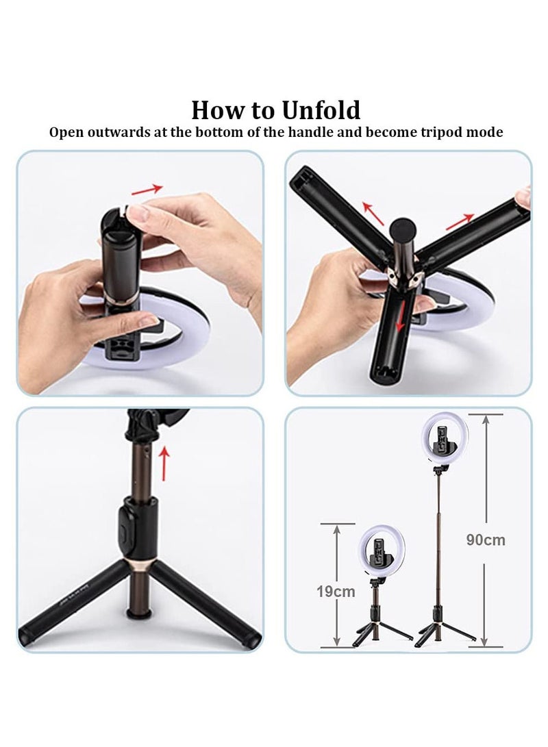 LEDIN L07 Wireless Bluetooth Selfie Stick Foldable Handheld Remote Shutter Tripod with 5 inch LED Ring Light for Live Stream - Image 5