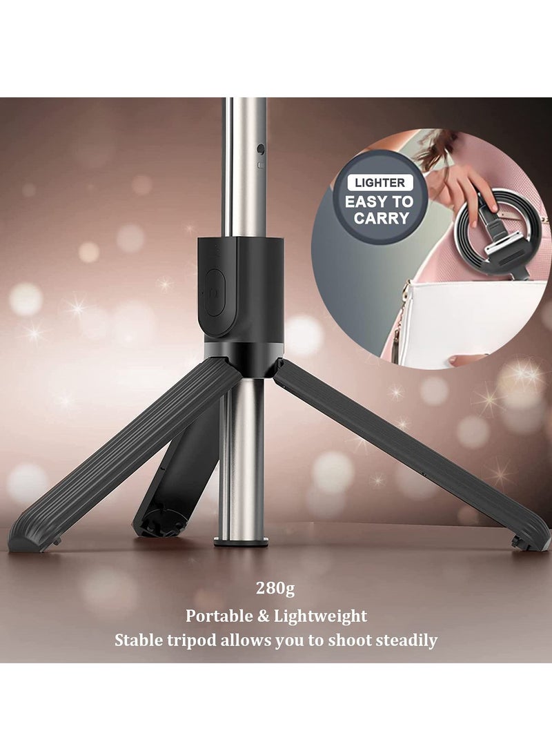 LEDIN L07 Wireless Bluetooth Selfie Stick Foldable Handheld Remote Shutter Tripod with 5 inch LED Ring Light for Live Stream - Image 4