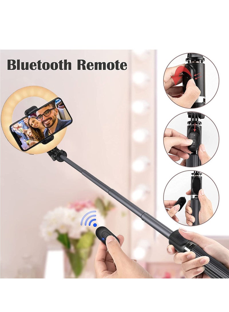 LEDIN L07 Wireless Bluetooth Selfie Stick Foldable Handheld Remote Shutter Tripod with 5 inch LED Ring Light for Live Stream - Image 3