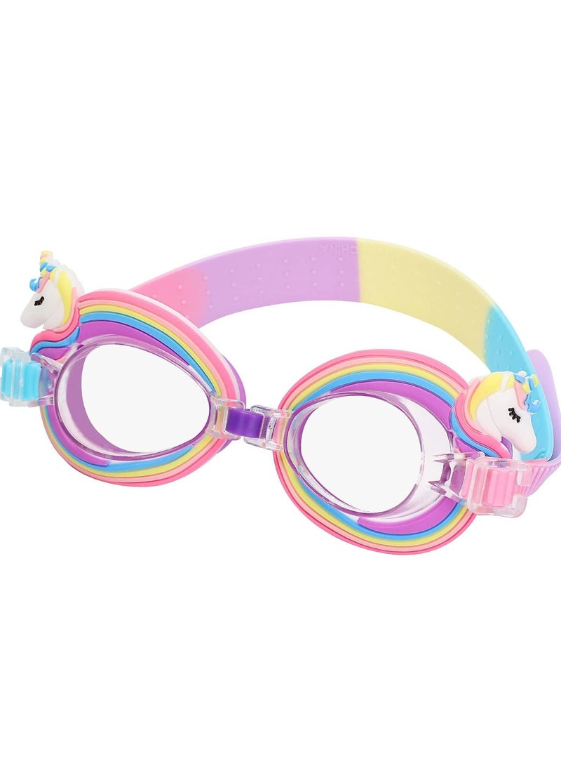 Captaintech Kids Swimming Goggles for 3-15 Years Old, Unicorn Swimming Goggles for Kids, UV and Anti-Fog Kids Swimming Goggles, Adjustable Straps, Flexible Nose Bridge Design - Image 1