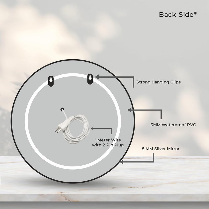 LUPPRA Round Wall Mounting Mirror with Light Bathroom MirrorVenity MirrorSmart Mirror Size 24X24 inch LED Mirror 3 Tone Cool White Natural White Warm White - Image 5