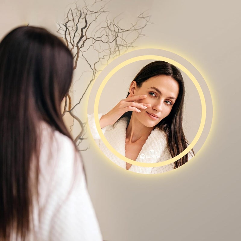 LUPPRA Round Wall Mounting Mirror with Light Bathroom MirrorVenity MirrorSmart Mirror Size 24X24 inch LED Mirror 3 Tone Cool White Natural White Warm White - Image 3