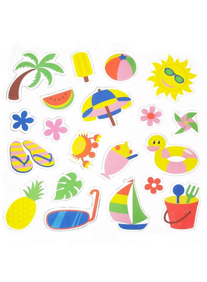 Tevxj 20 Pcs Summer Thick Gel Clings Hawaiian Tropic Window Gel Clings Decals Stickers For Kids Toddlers And Adults Home Airplane Classroom Nursery Beach Party Supplies Decoration Removable And Reusable - Image 1