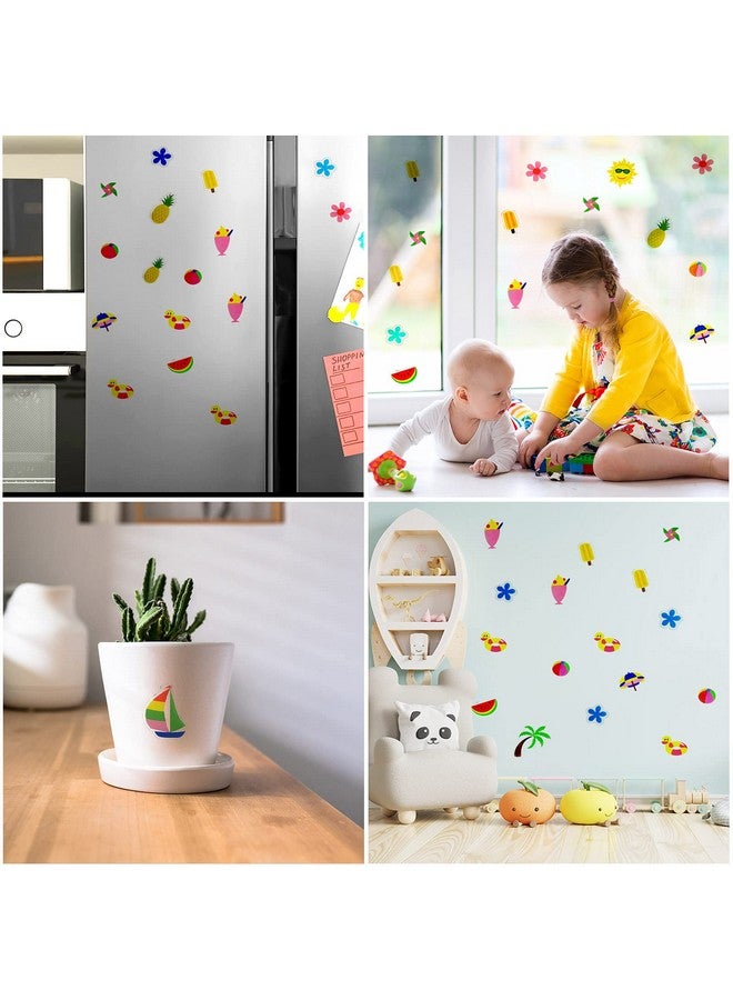 Tevxj 20 Pcs Summer Thick Gel Clings Hawaiian Tropic Window Gel Clings Decals Stickers For Kids Toddlers And Adults Home Airplane Classroom Nursery Beach Party Supplies Decoration Removable And Reusable - Image 4